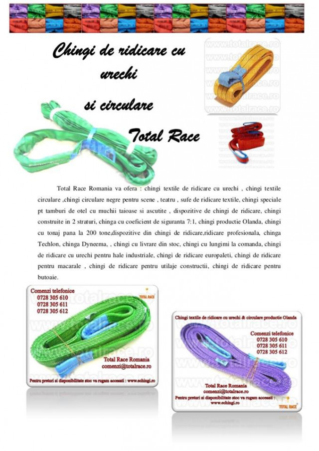 Chingi circulare, franghii circulare, sufe de ridicare,  sufe textile