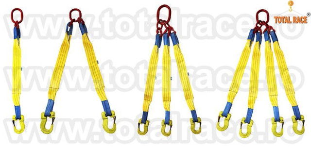 Sistem de ridicare din chingi cu 2 brate cu carlige rotative